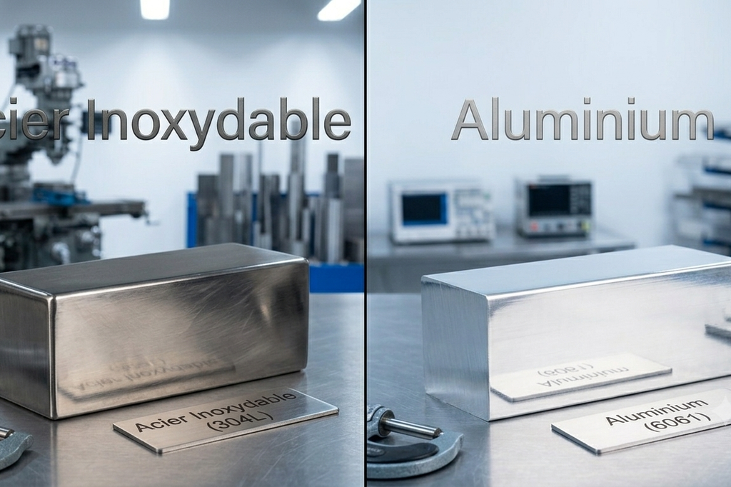Comparaison acier inoxydable vs aluminium pièces industrielles sur mesure fabrication certifiée CWB Laval Québec