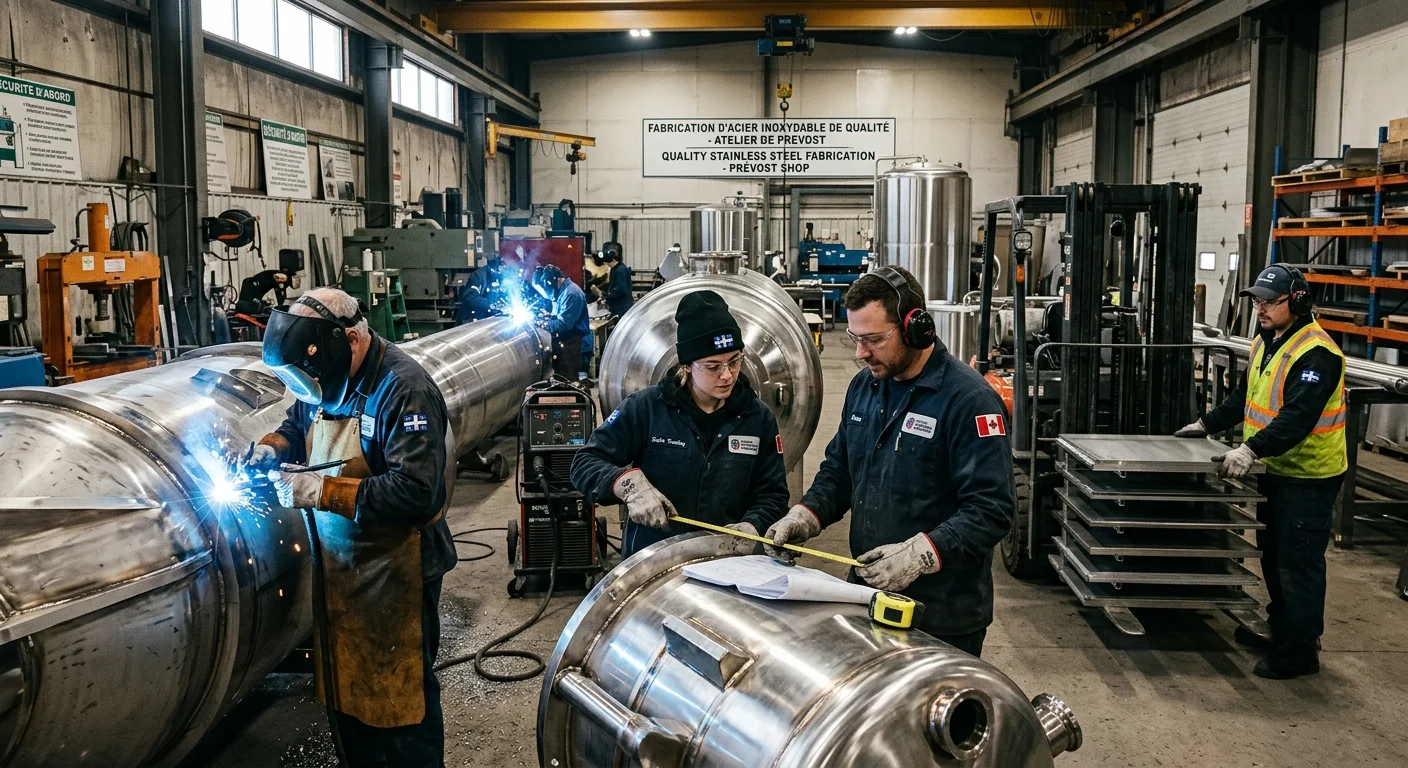 Atelier intégré d'un fabricant d'acier inoxydable au Québec spécialisé en fabrication sur mesure.