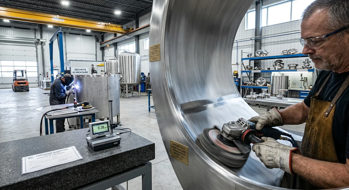 Polissage sanitaire d’une cuve en inox destinée à la transformation alimentaire