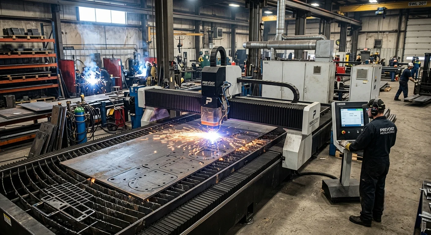 4,000 W fibre laser cutting a stainless steel sheet before CNC bending