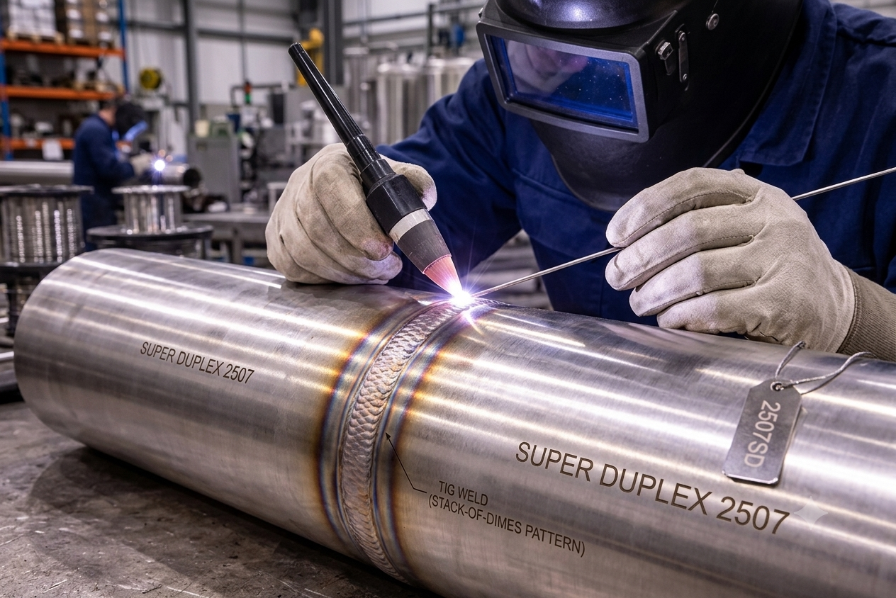 TIG weld bead on super duplex 2507 piping made according to qualified CWB Division 2 procedures