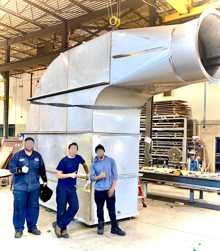 Transition sur mesure pour finition alimentaire, fabrication ADI Laval.